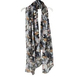 Cat Print Scarf NWT Lightweight Cat Collage Novelty Scarf 35x70 Cat Lady Gift